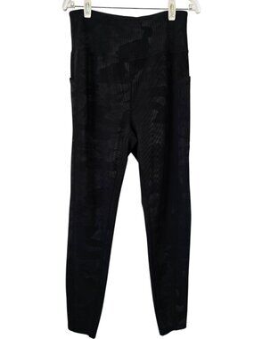 Hot Kiss Black Camo Leggings Super High Rise Ribbed Fabric Size 1X